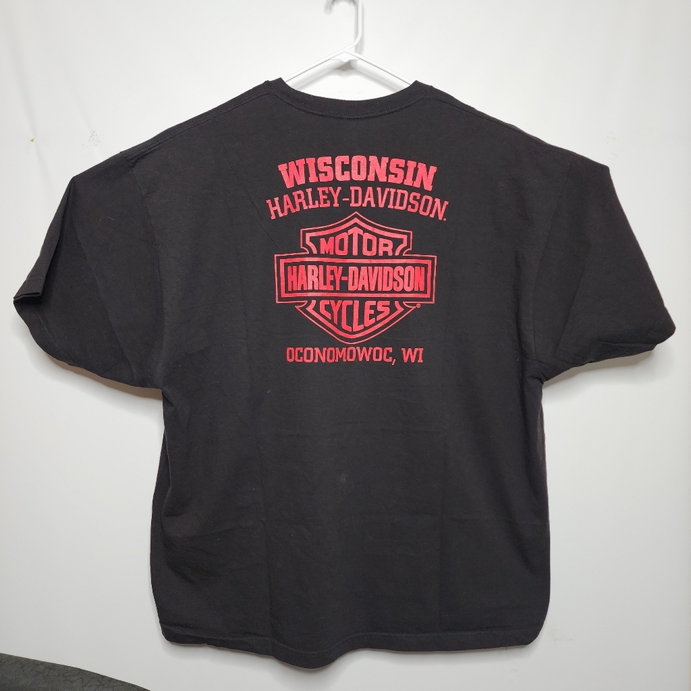 Harley Davidson T Shirt Men's 5XL Black Wisconsin H-D OCNOMOWOC WI Graphic #1 - Picture 2 of 5